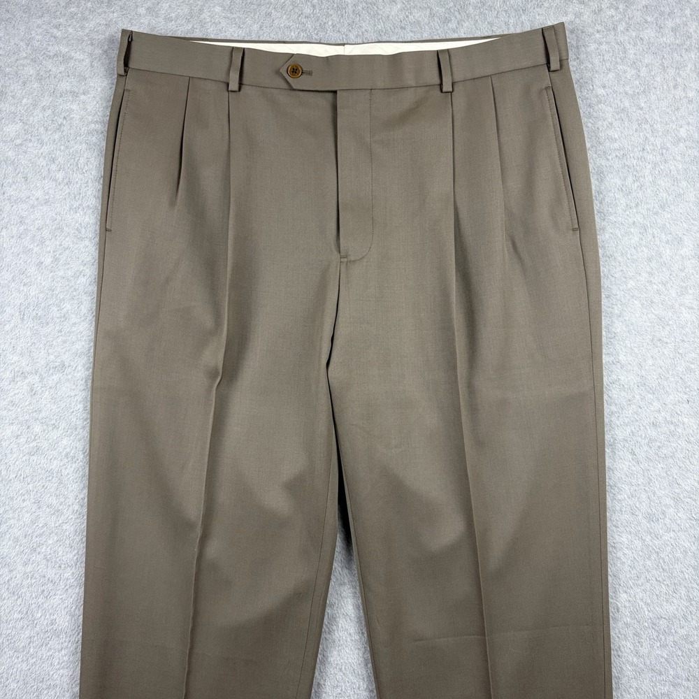Brooks Brothers Pants Mens 38x32 Tan Madison Wool Pleated Cuffed High Rise